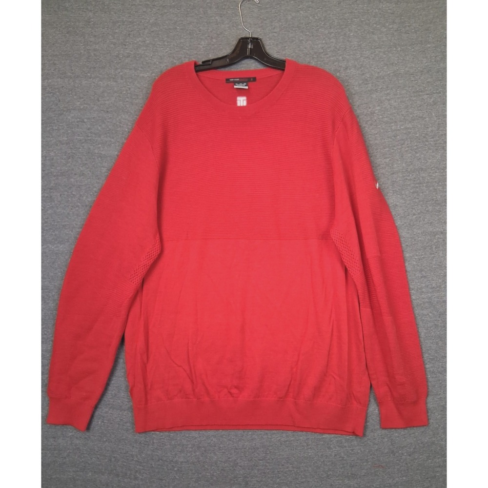 Nike X Tiger Woods Sweater 2XL Red Merino Wool Dri Fit Vented Golf Performance